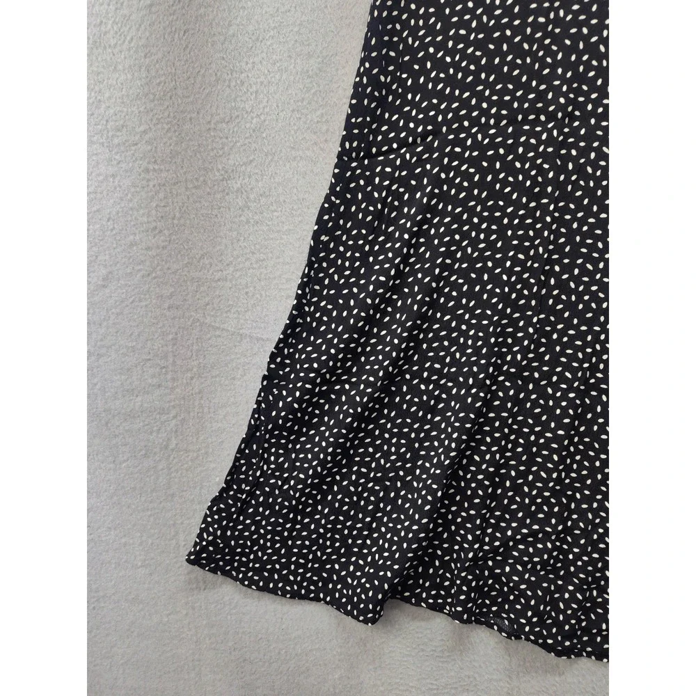 MNG Mango Black White Seed Print Midi Skirt Womens XXS High Waist A-Line Flowy